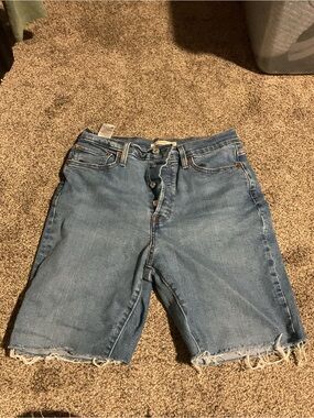 Denim Button-Front Women’s Shorts in Light Blue